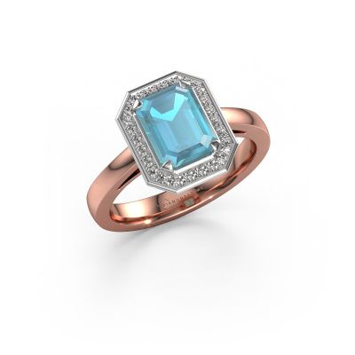 Engagement ring Dodie 1 eme 585 rose gold blue topaz 8x6 mm