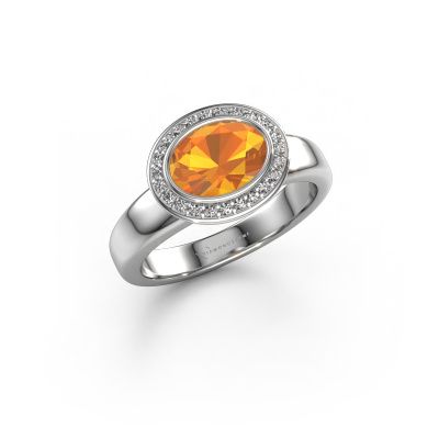 Bague Salena 950 platine citrine 8x6 mm