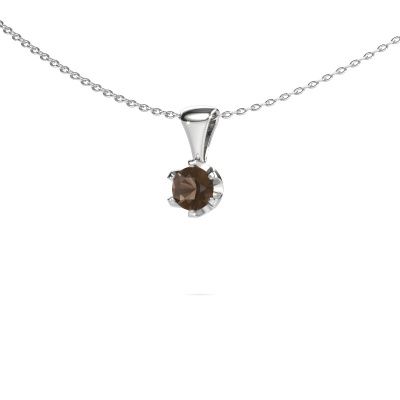 Necklace Fran 950 platinum smokey quartz 5 mm
