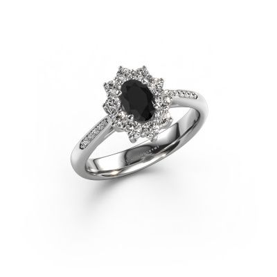 Bague de fiançailles Leesa 2 585 or blanc diamant noir 0.60 crt