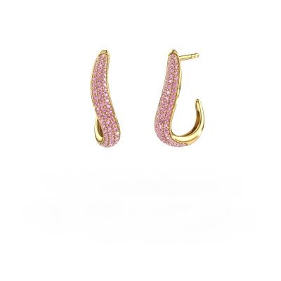 Boucles d'oreilles Dina 2 585 or jaune saphir rose 0.8 mm