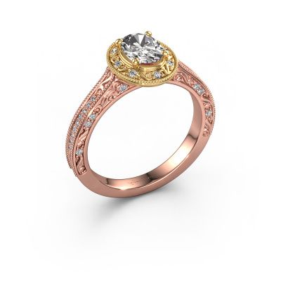 Engagement ring Alice OVL 585 rose gold zirconia 7x5 mm