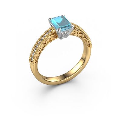 Verlobungsring Shonta EME 585 Gold Blau Topas 7x5 mm