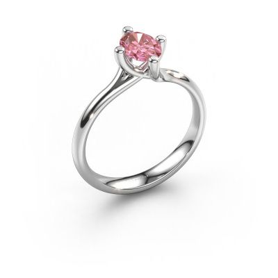 Engagement ring Dewi Oval 950 platinum pink lab grown diamond 7x5 mm