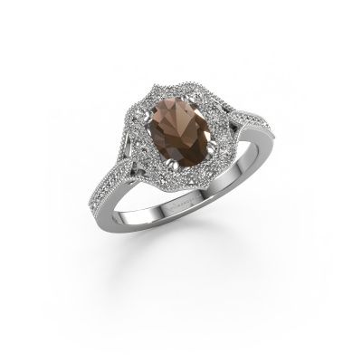 Verlovingsring Loni 585 witgoud rookkwarts 7,5x5,5 mm