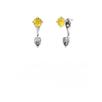 Pendants d'oreilles Kate RND-PER 950 platine saphir jaune 5 mm