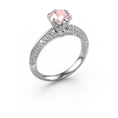 Engagement ring Abby 585 white gold morganite champagne 6.5 mm