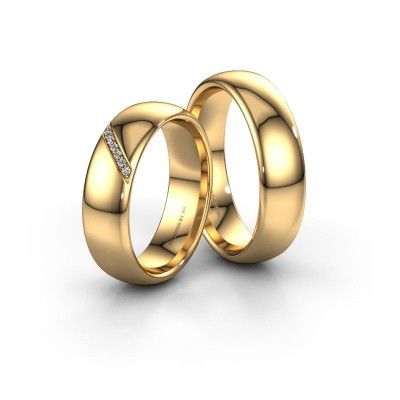 Wedding rings set WH0164LM36BP ±0.24x0.08 in 14 Carat gold diamond 0.005 crt