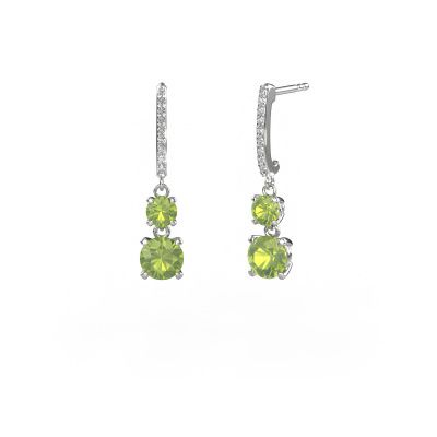 Drop earrings Tanja 2 585 white gold peridot 4.2 mm
