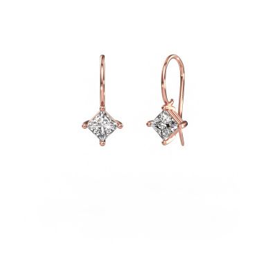 Drop earrings Cleo SQR 585 rose gold zirconia 5 mm