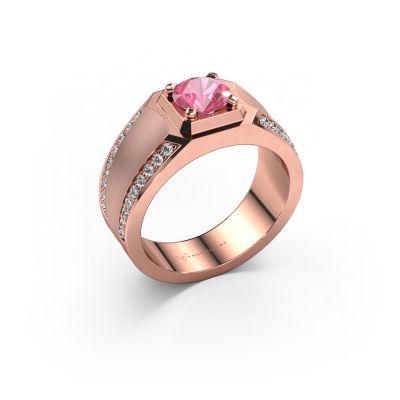 Heren ring Maarten 585 rosé goud roze saffier 6.5 mm