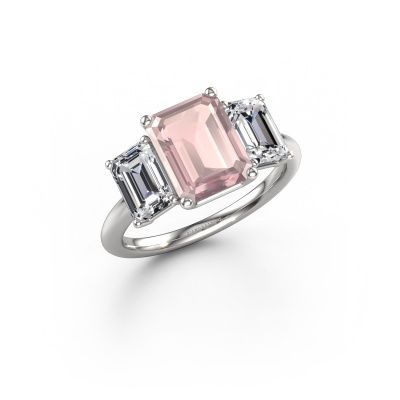 Engagement ring Sandra 950 platinum morganite champagne 9x7 mm