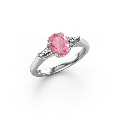 Verlobungsring Indy OVL 950 Platin Pink Saphir 8x6 mm