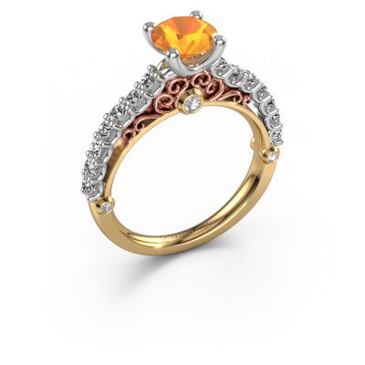 Bague de fiançailles Shaunda 585 or jaune citrine 6 mm