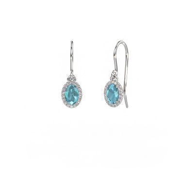 Drop earrings Seline ovl 950 platinum blue topaz 6x4 mm