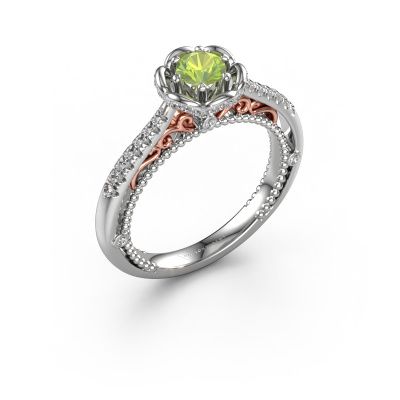 Engagement ring Abbey 585 white gold peridot 4.2 mm