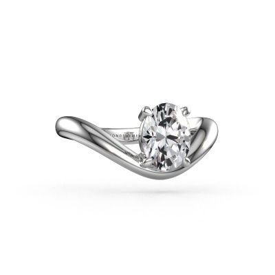 Engagement ring Femke OVL 585 white gold lab grown diamond 1.10 crt