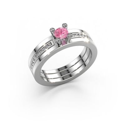 Verlobungsring Alisha 585 Weißgold Pink Saphir 4 mm