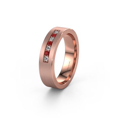 Trouwring WH0112L15BM 585 rosé goud robijn ±5x2 mm