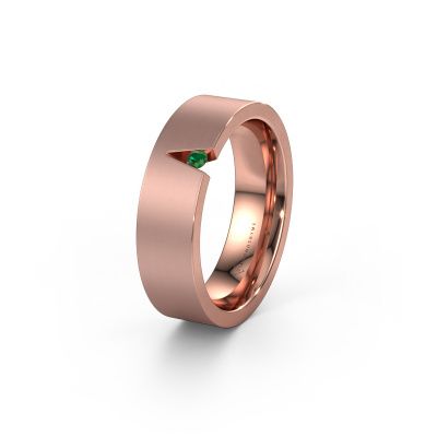 Wedding ring WH2023L 585 rose gold emerald ±6x2 mm