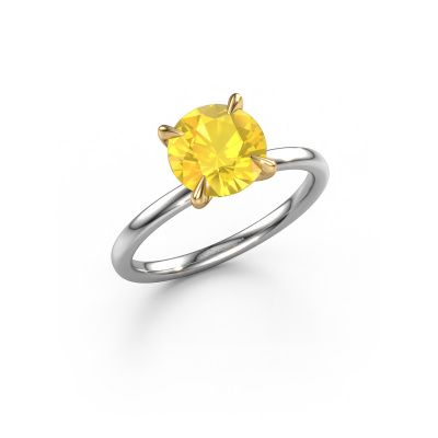 Engagement ring Crystal RND 1 585 white gold yellow sapphire 8 mm