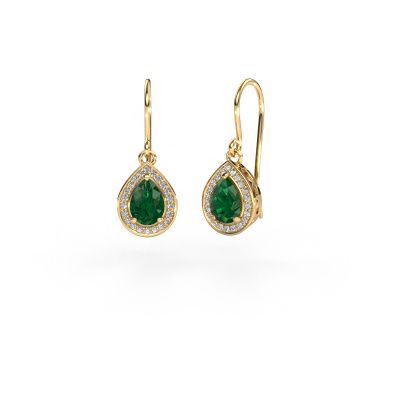 Drop earrings Beverlee 1 585 gold emerald 7x5 mm