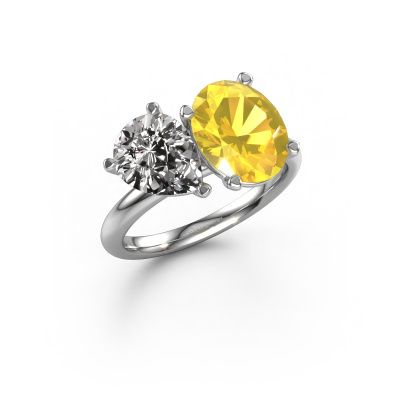 Verlobungsring Toi et Moi OVL-PER 950 Platin Gelb Saphir 8x6 mm