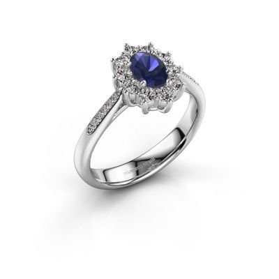 Engagement ring Leesa 2 585 white gold sapphire 6x4 mm