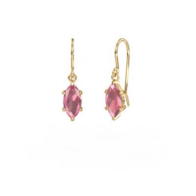 Drop earrings Laurie MRQ 1 585 gold tourmaline pink 10x5 mm