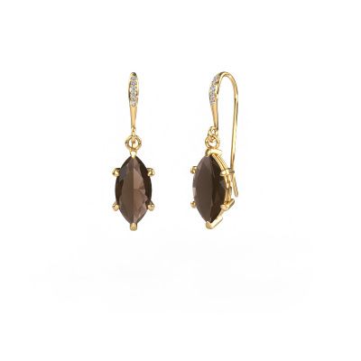 Drop earrings Laurie MRQ 2 585 gold smokey quartz 10x5 mm