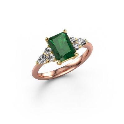 Engagement ring Melani RAD 585 rose gold emerald 8x6 mm
