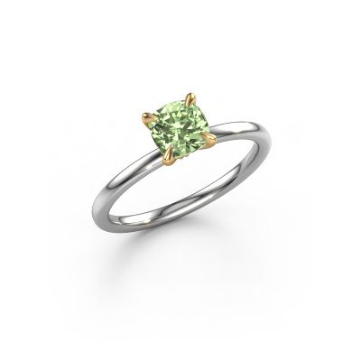 Engagement ring Crystal CUS 1 585 white gold green lab grown diamond 5.5 mm