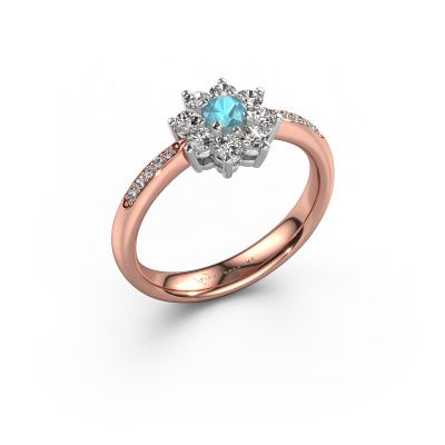 Verlobungsring Camille 2 585 Roségold Blau Topas 3.4 mm