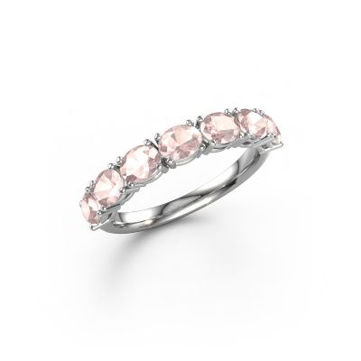 Ring Vivienne half OVL 585 white gold morganite champagne 4.5x3.5 mm