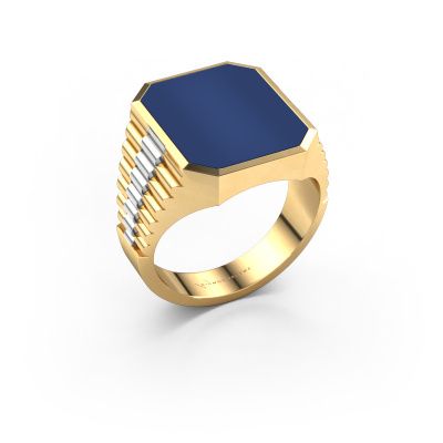 Chevalière Brent 4 585 or jaune lapis lazuli 16x13 mm