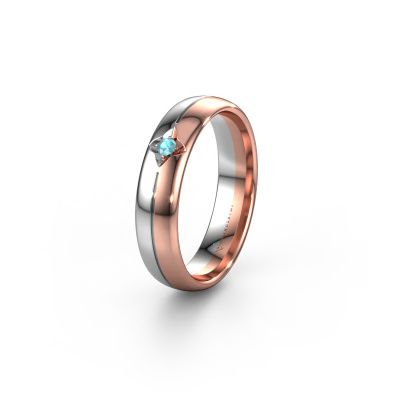 Wedding ring WH0221L35X 585 rose gold blue topaz ±5x1.5 mm