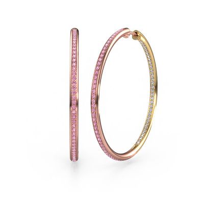 Créoles Sina 35mm 585 or rose saphir rose 1.1 mm