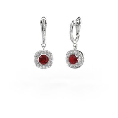 Drop earrings Marlotte 2 950 platinum ruby 5 mm