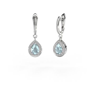 Drop earrings Ginger 2 950 platinum aquamarine 7x5 mm