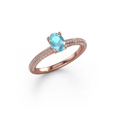 Engagement ring Elenore ovl 585 rose gold blue topaz 6.5x4.5 mm
