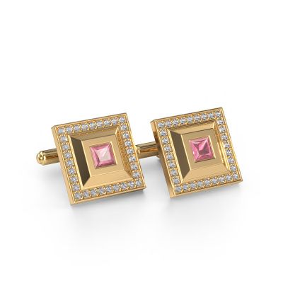 Cufflinks Joris 585 gold tourmaline pink 4 mm