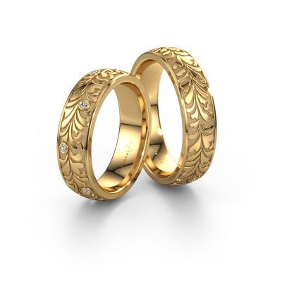 Trauringe set WH2074LM26D ±6x2.4 mm 14 Karat Gold Diamant 0.008 crt