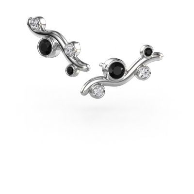 Clous d'oreilles Jin 585 or blanc diamant noir 0.892 crt