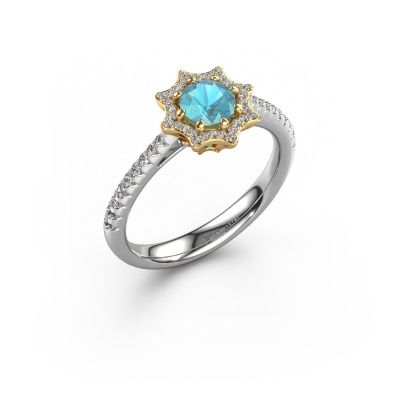 Engagement ring Zena 585 white gold blue topaz 5 mm