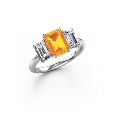 Verlovingsring Sandra 950 platina citrien 8x6 mm