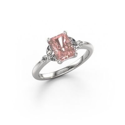 Engagement ring Megan RAD 950 platinum pink lab grown diamond 7.5x5.5 mm
