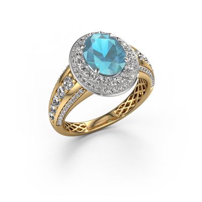 Engagement ring Nancie 585 gold blue topaz 9x7 mm