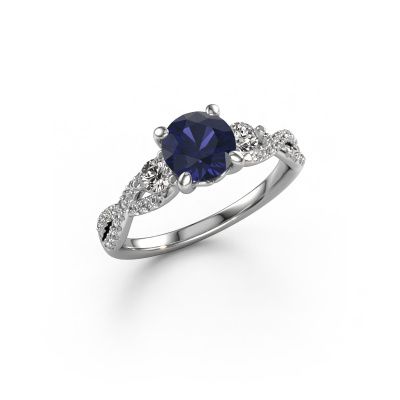 Engagement ring Marilou RND 585 white gold sapphire 6.5 mm