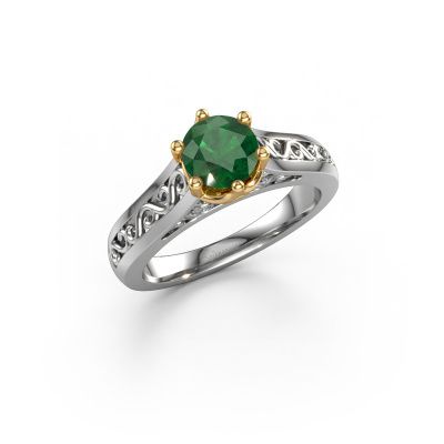 Engagement ring Shan 585 white gold emerald 6 mm