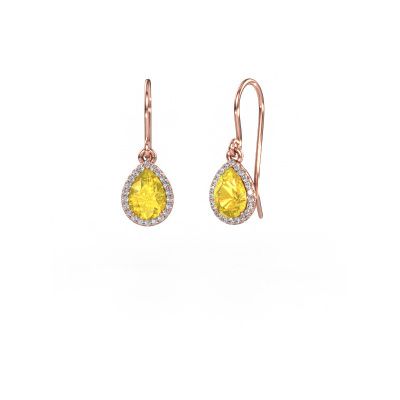 Pendants d'oreilles Seline per 585 or rose saphir jaune 7x5 mm